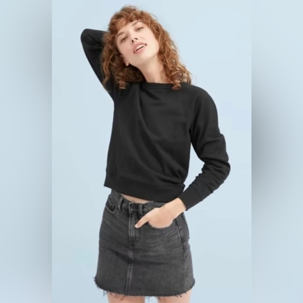 Everlane Washed Black Denim Skirt w/ Raw Hem | Altered to be shorter